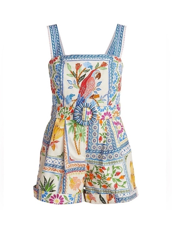 FARM Rio Pants - Farm Rio Tropical Tiles Romper Size Large